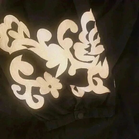 ANA Women's Black Cotton Tunic/Peasant Top - Picture 3 of 10